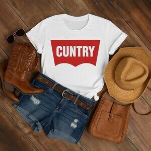 CUNTRY Western Shirt Bold Funny Cowgirl Cowboy Graphic Tee Southern Rodeo Shirt